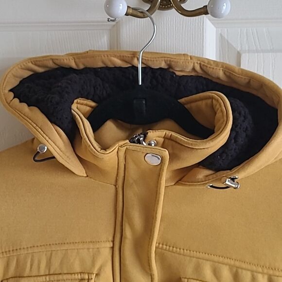 Big Chill Women's Fleece Anorak  Jacket with Sherpa Lined Hood - Mustard, size L - Picture 3 of 10